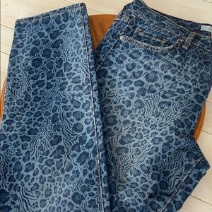 Denim leopard print vintage America skinny jeans